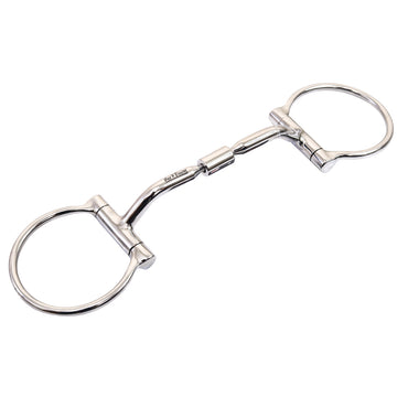 Bar H Equine Small Port D Ring Bit W/ Roller Bit Stainless Steel